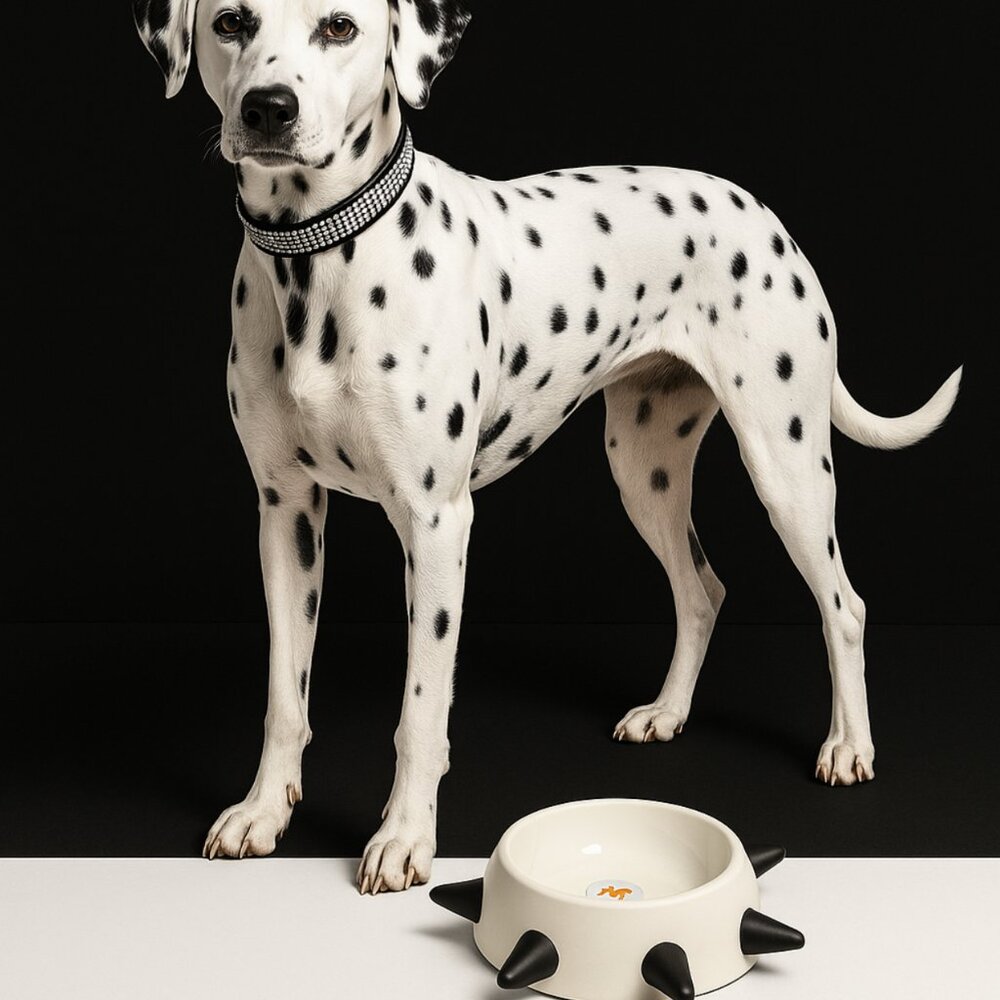 Luxury Eco-Friendly Modern Spiked Inclined Pet Bowl  - Made in Italy